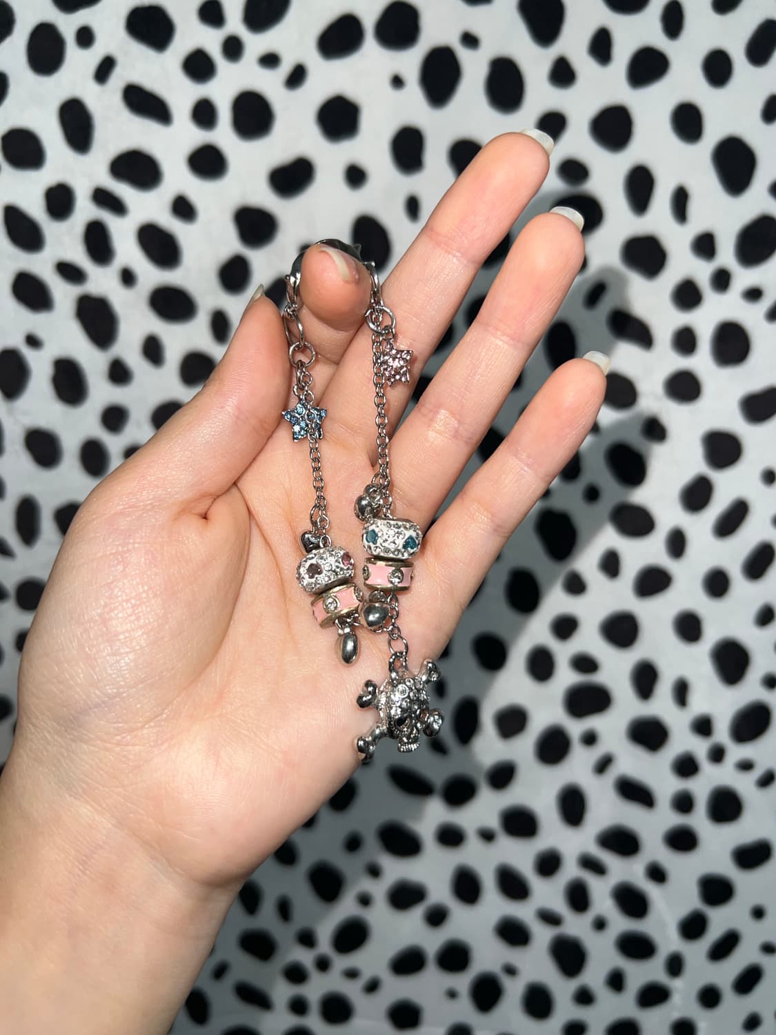 갸루 펑크 y2k 빈티지 체인 볼드 큐빅 챰 팔찌 상품이미지6
