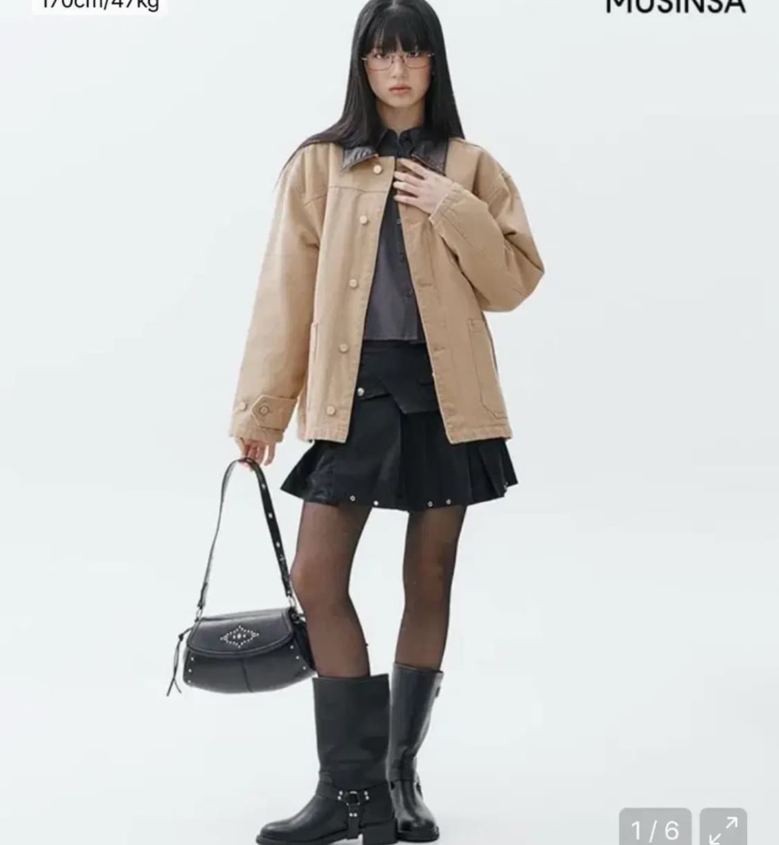 당일배송) 엔와이엑스엑스 nyxx 레더 코튼 플리츠 스커트 블랙 s 상품이미지3