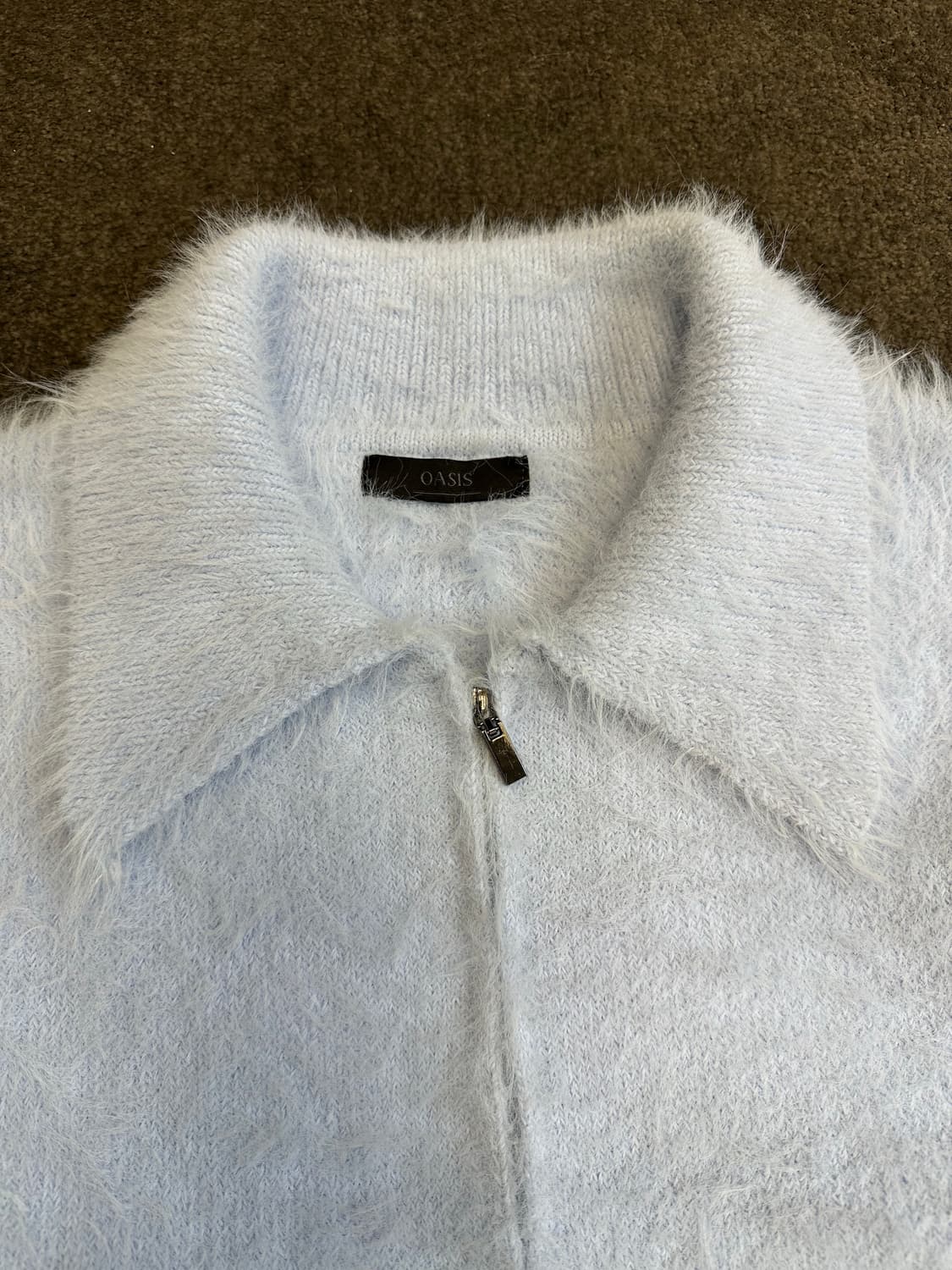 OASIS 하늘색 퍼니트 집업 가디건 XL 상품이미지3