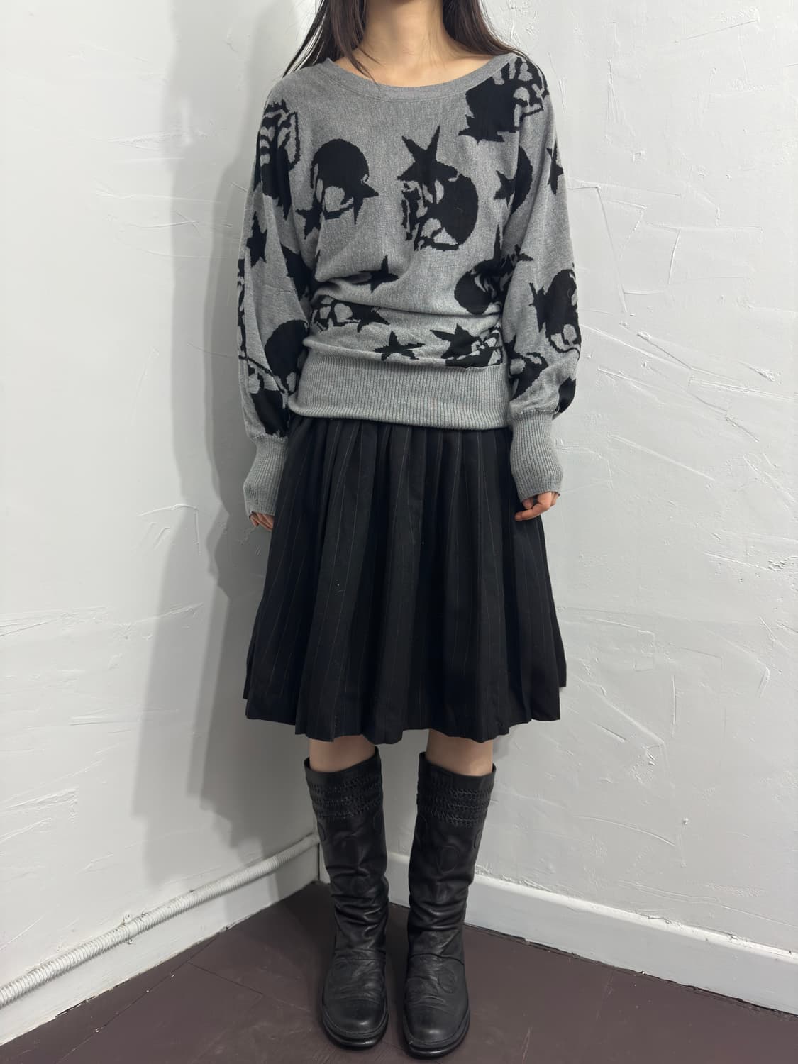 stripe pleats midi skirt 상품이미지2