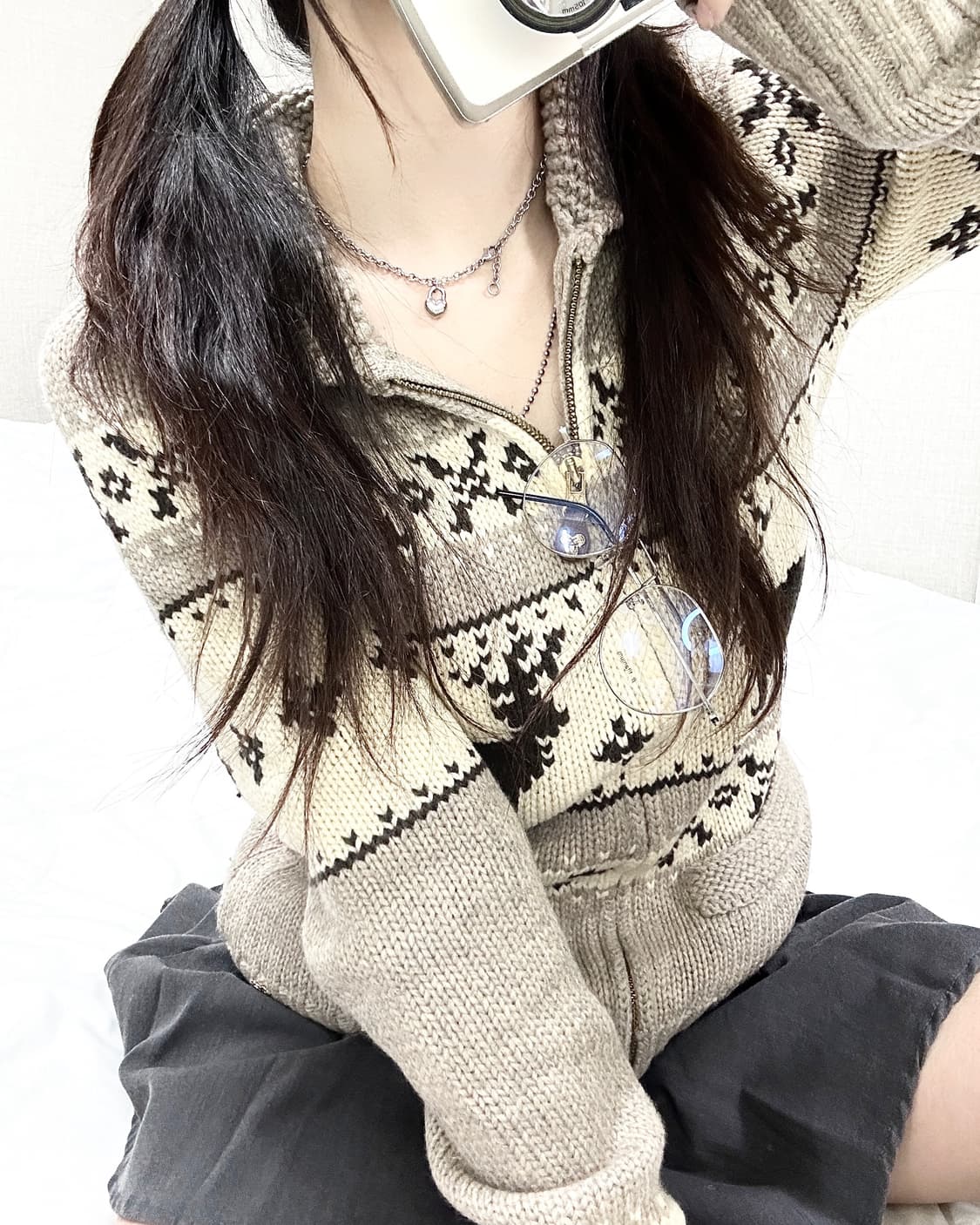 빈티지 노르딕 울 니트집업 상품이미지1