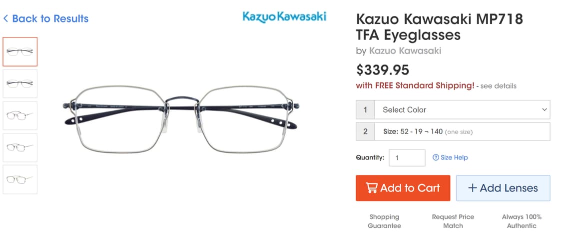 카즈오 카와사키 일본제 명품 티타늄 안경 0075 상품이미지7