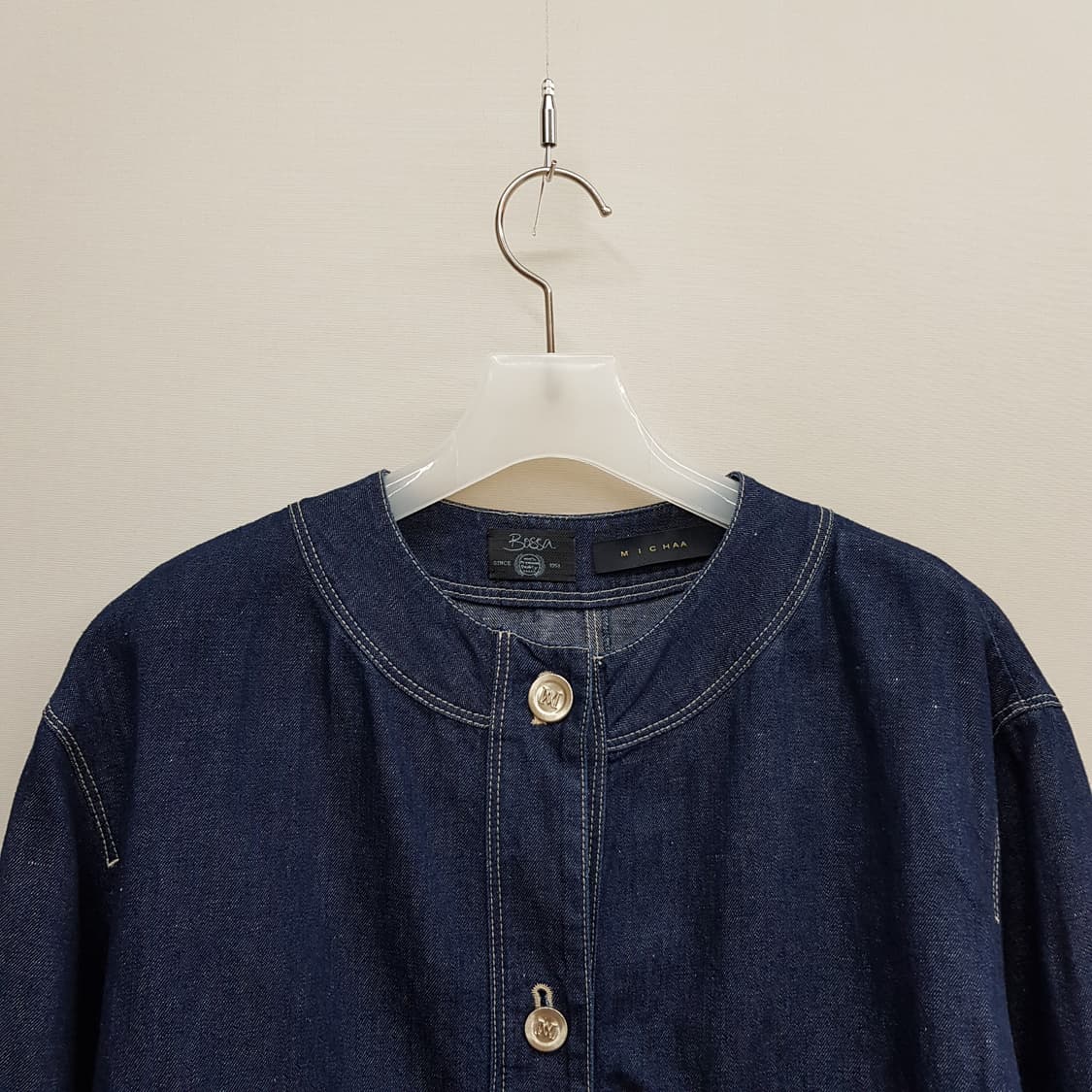 MICHAA 미샤 2022 노카라 데님 자켓 85-97-160사이즈 상품이미지2