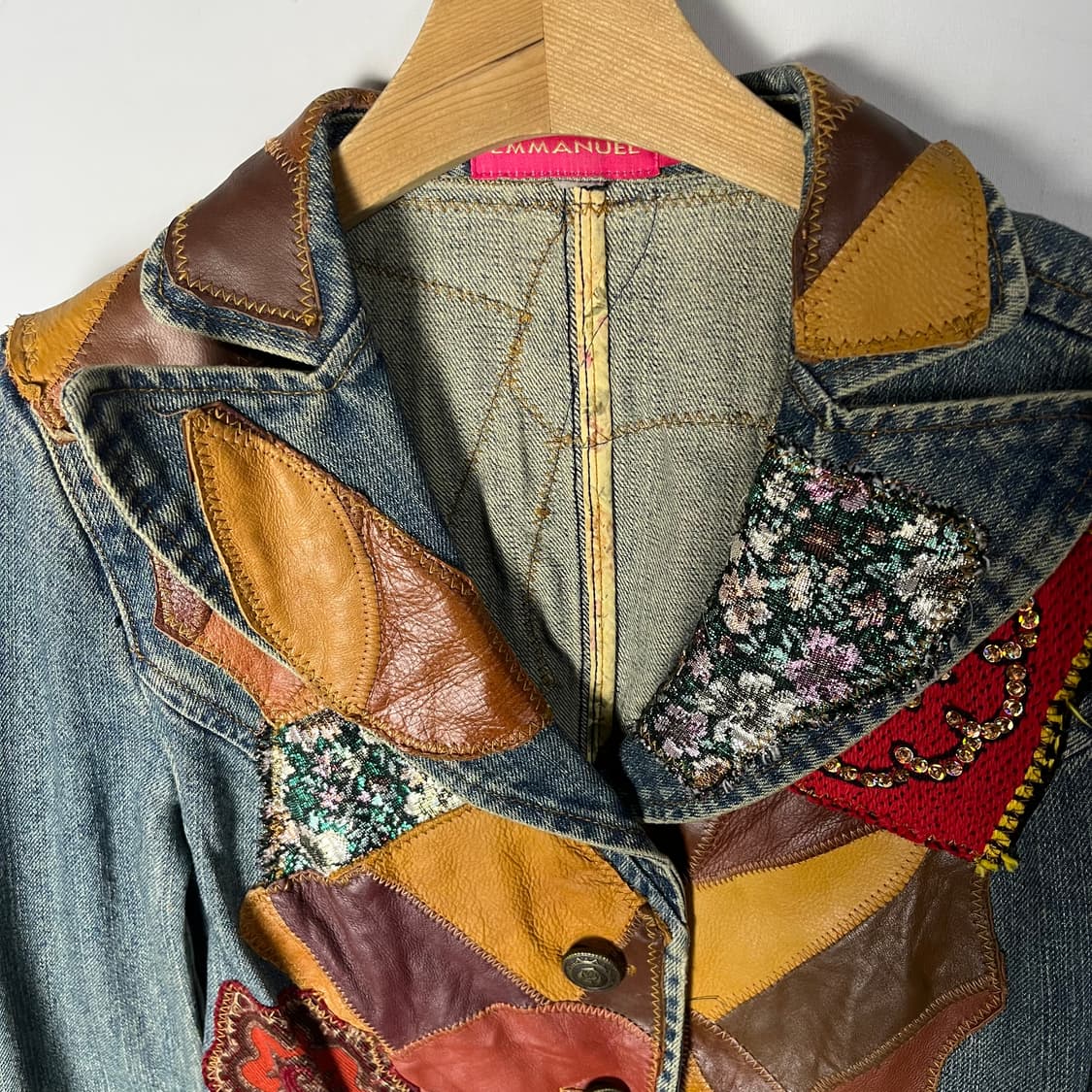 [JPN] 재팬 핸드메이드 레더 패치워크 데님자켓 상품이미지3