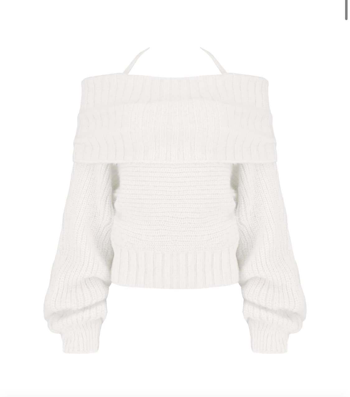 Palette off-shoulder ribbon knit, White 상품이미지1