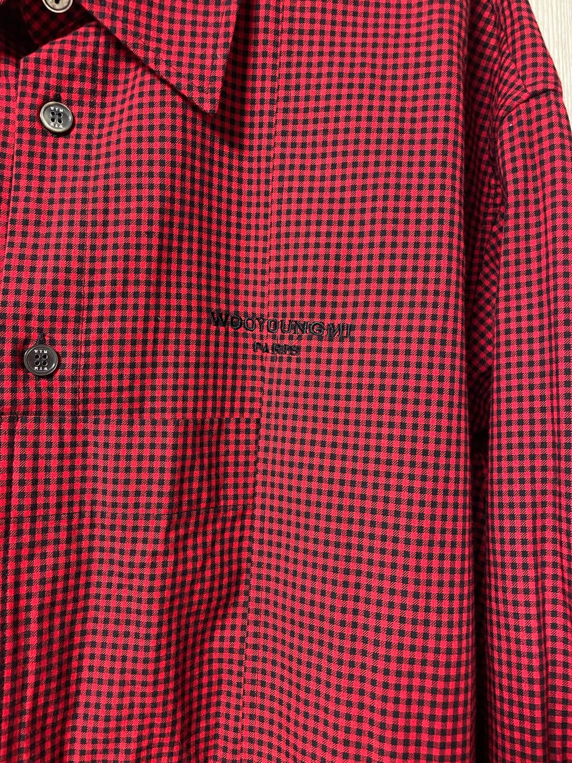 48사이즈, 우영미 레드 깅엄 레이어드 체크셔츠 상품이미지2