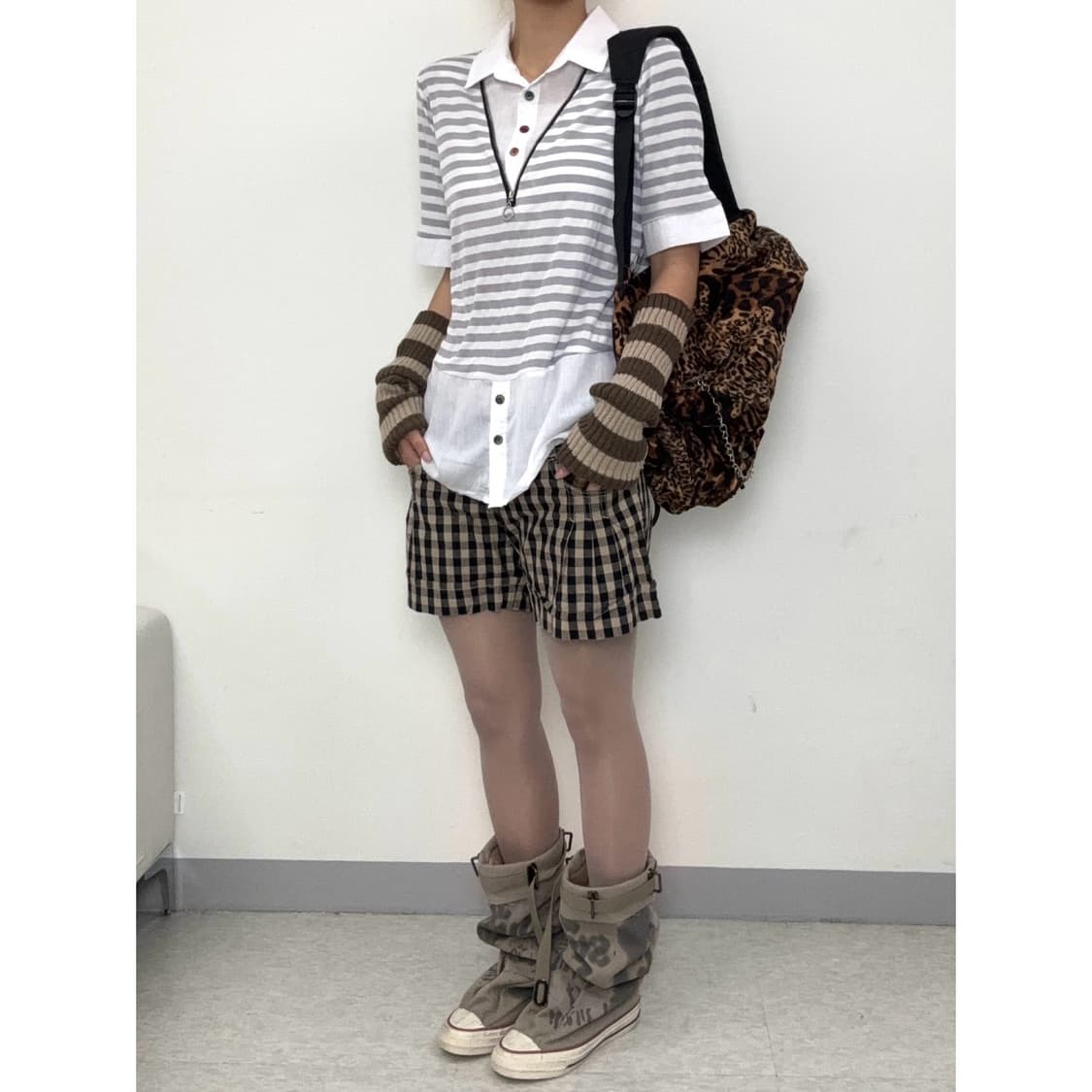 빈티지 브라운 숏팬츠 반바지 상품이미지3