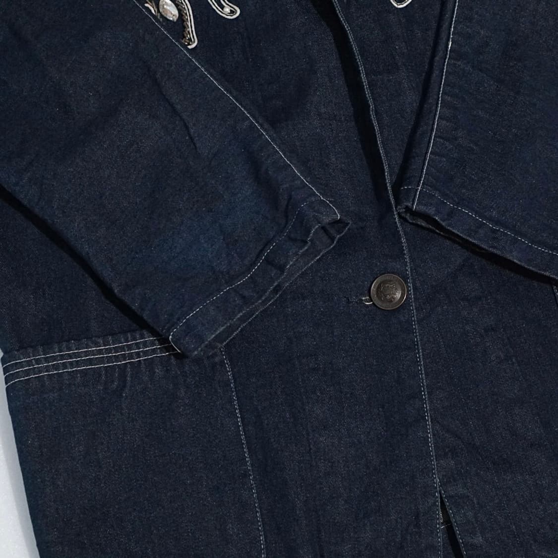 빈티지 데님 엠브로이더 비즈 자켓 상품이미지8