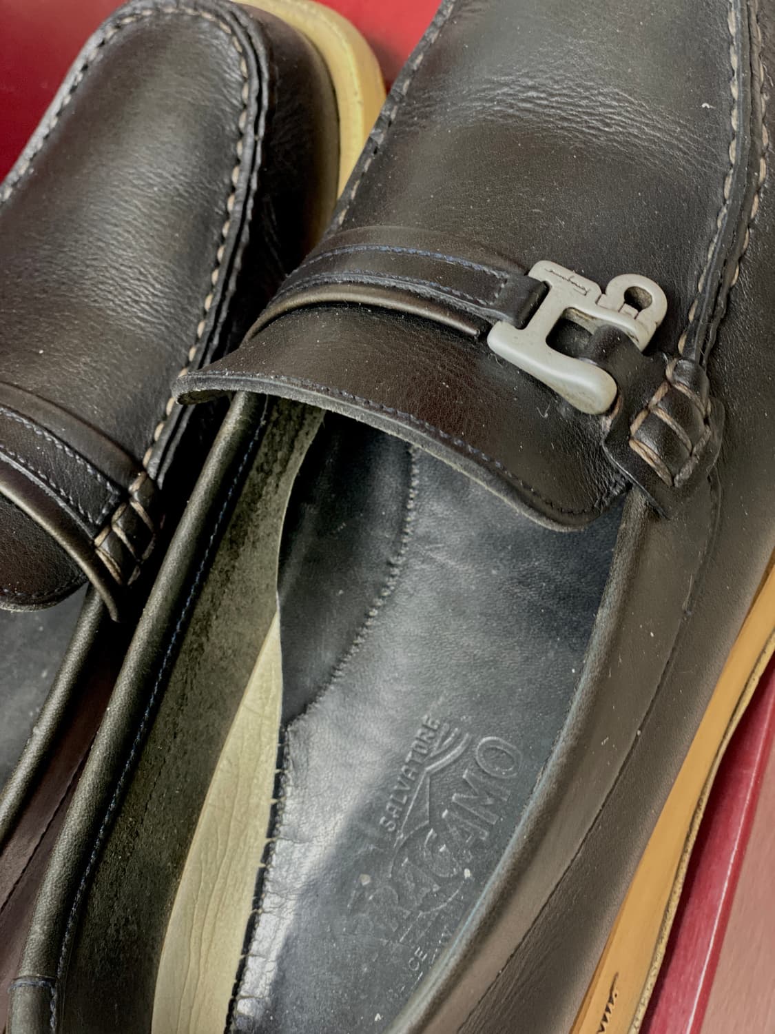 페라가모 여성용 가죽 보트슈즈 네이비 245~250mm사이즈 상품이미지9