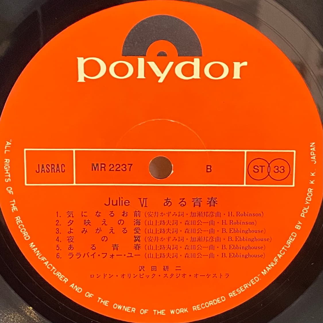 (LP) Kenji Sawada (사와다 켄지)-Julie VI 상품이미지5