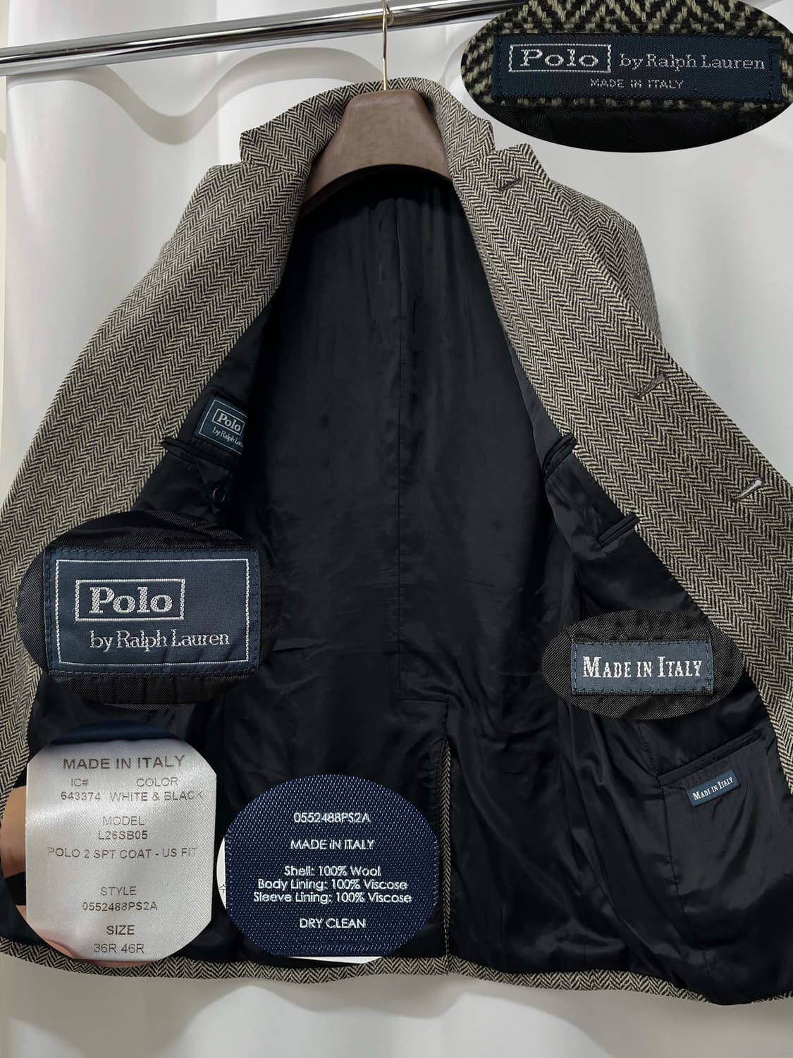 폴로 랄프로렌 이태리 헤링본 울 3roll2 스포츠 코트 자켓 상품이미지3