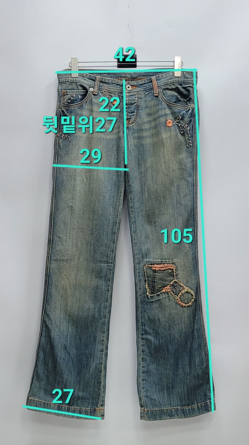 POLO 폴로진스 플로럴 자수 패치워크 부츠컷 청바지 / 여 8/29 
 상품이미지10