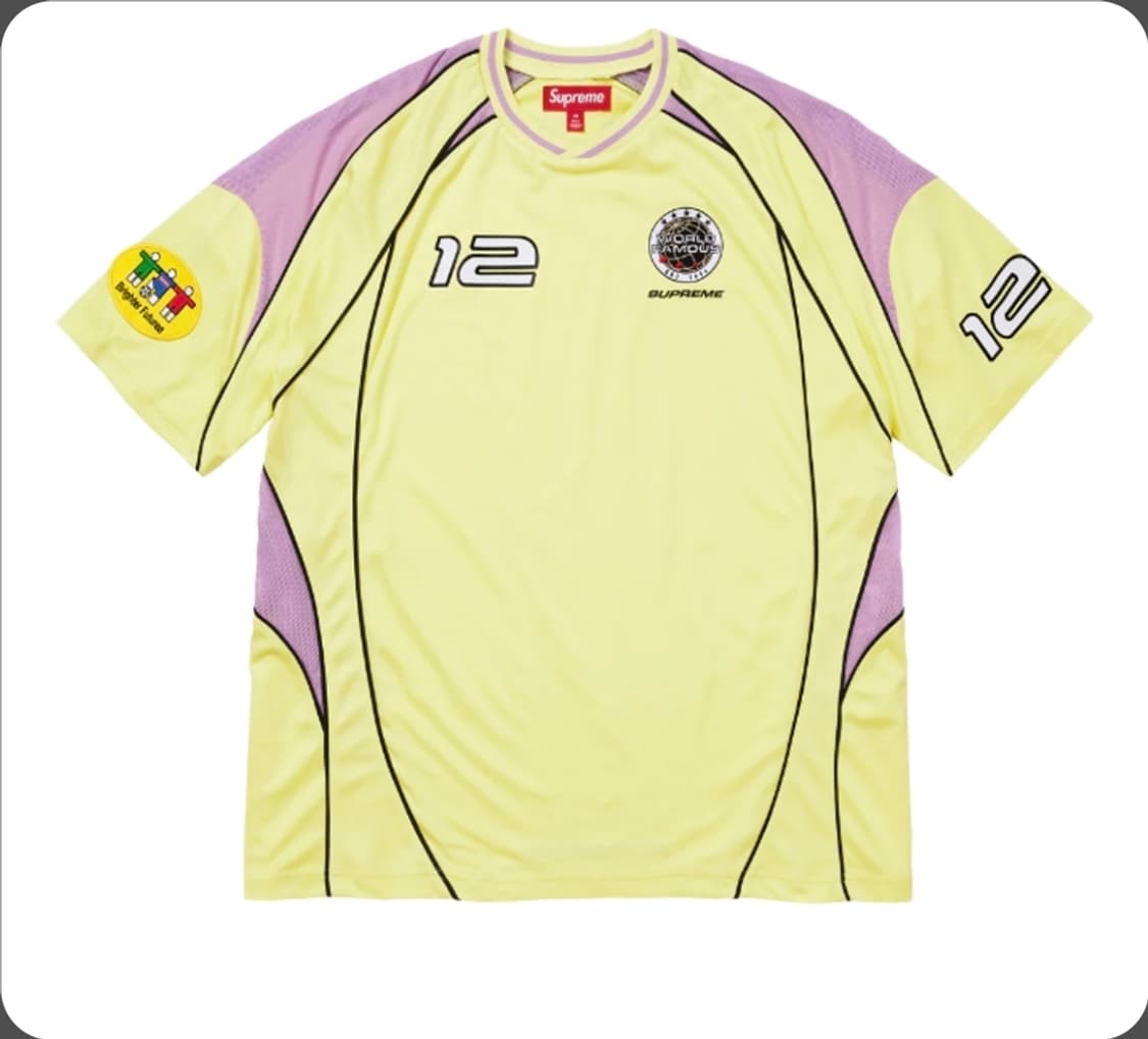 슈프림 파이핑 사커 저지 페일 옐로우 - 25FW 상품이미지1