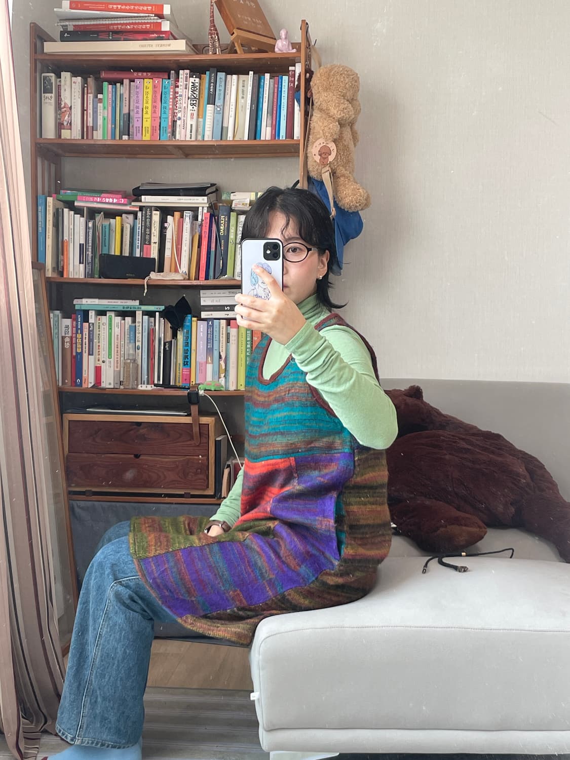 일본 빈티지 에스닉 멀티 스트라이프 레이어드 원피스 상품이미지5