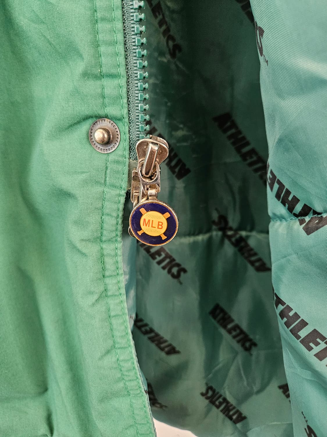 MLB 오클랜드 어슬레틱스 그린 야구 롱패딩 상품이미지5