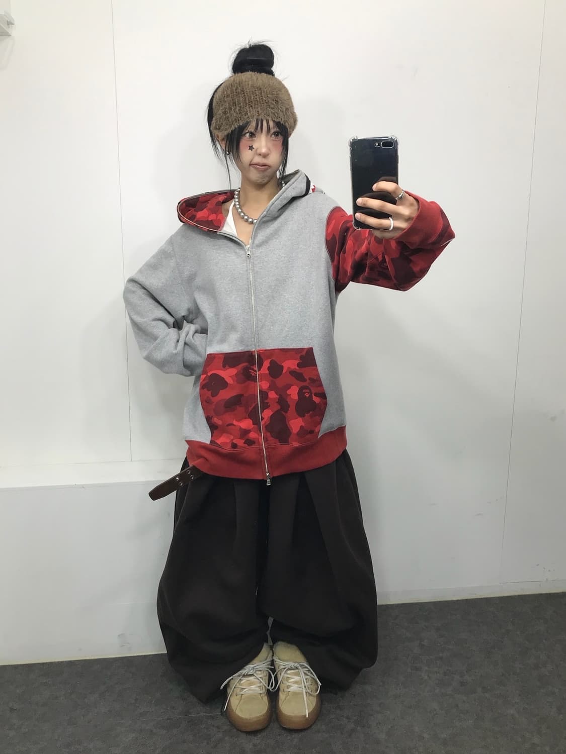 베이프 레드카모 샤크 투웨이 후드집업 상품이미지5