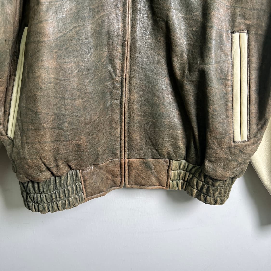 90's 조지 타운 레더 빈티지 레더 바시티 자켓 S 상품이미지5