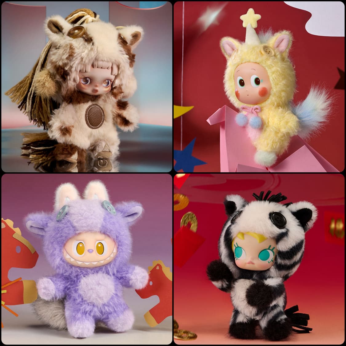 [팝마트 정품/미개봉] 전력질주 스컬판다+작은별+라부부+몰리 4개 일괄 상품이미지2