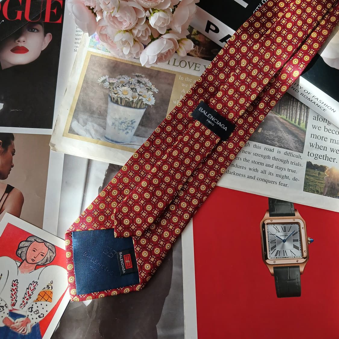 발렌시아가 실크 레드 패턴 넥타이 9.8cm A+등급 A19333
 상품이미지6