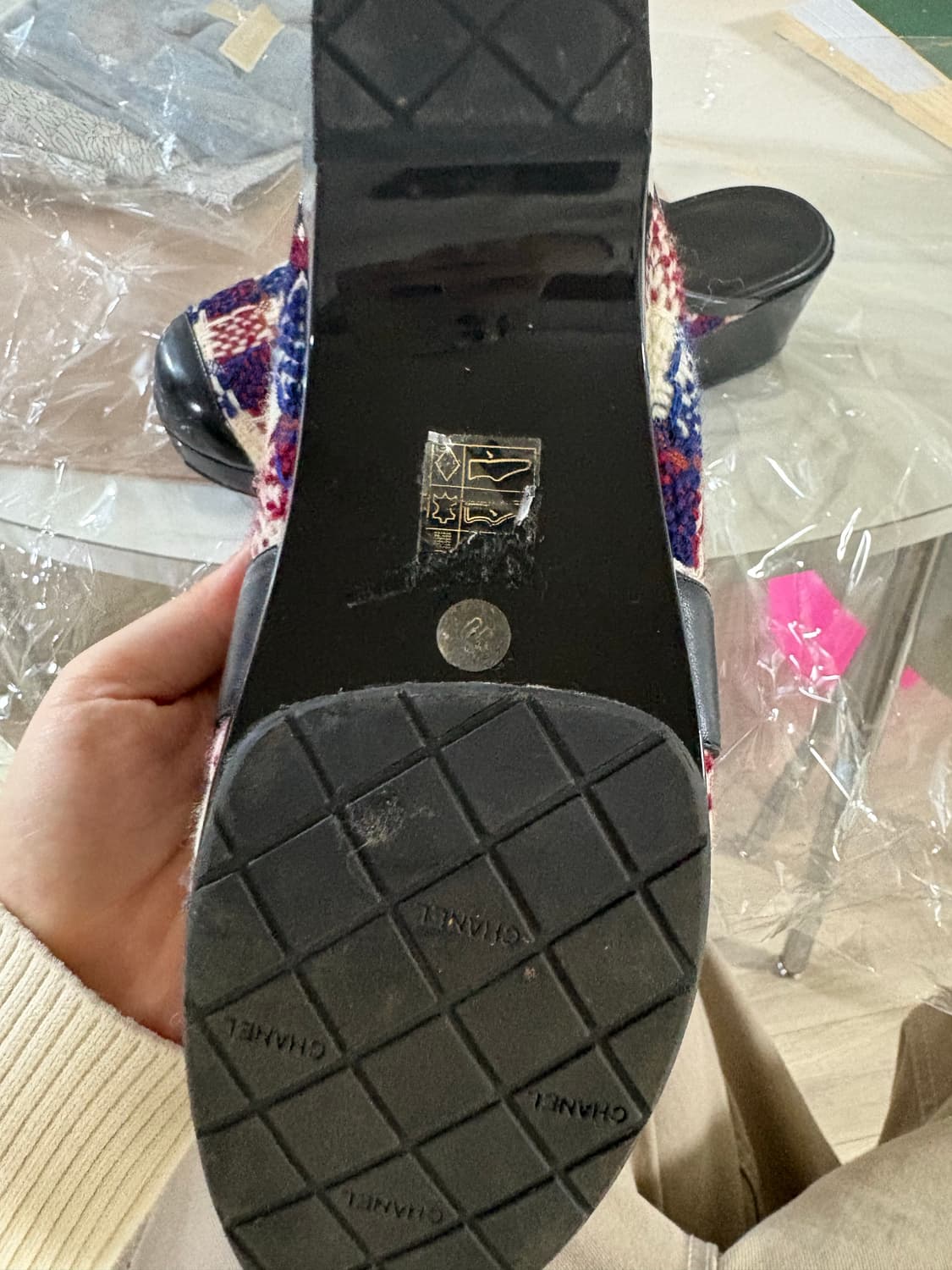 샤넬 트위드 클로그 뮬 슬리퍼 38 정품 245-250 상품이미지6