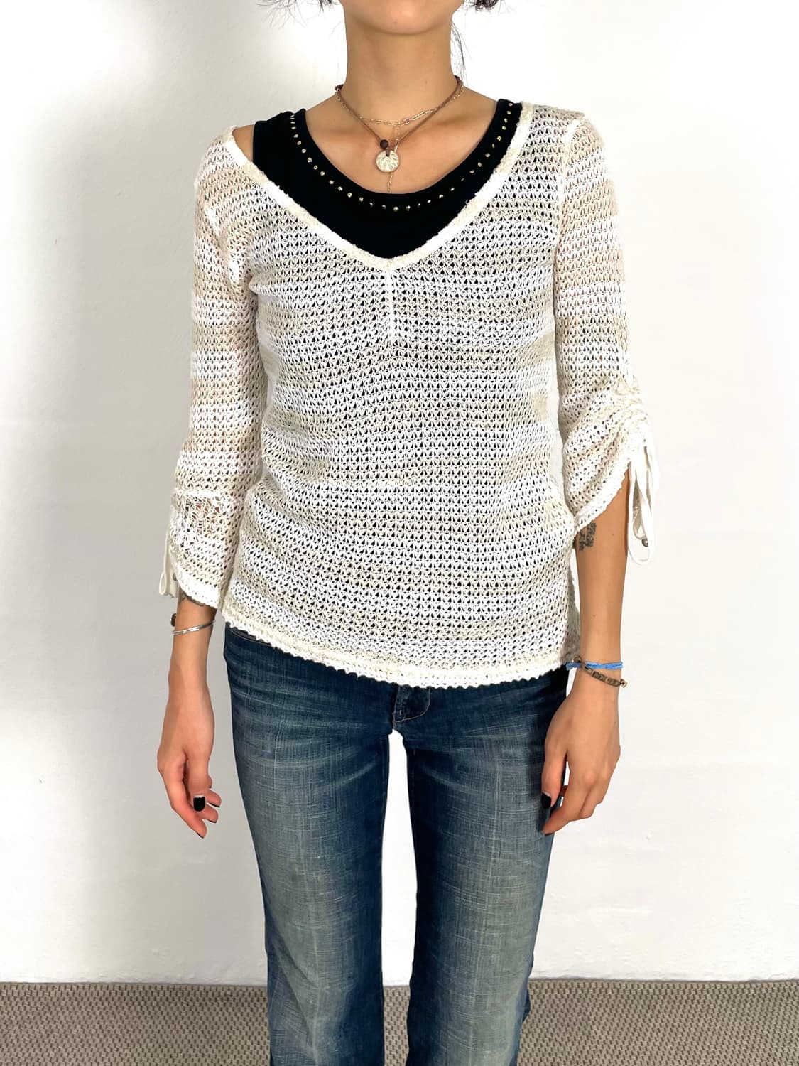 vintage stripe crochet knit 상품이미지2