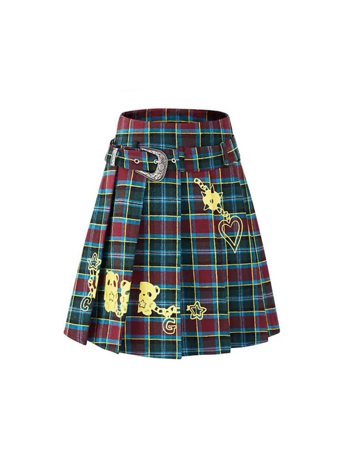CLOVER GARDEN Check Buckle Pleats Skirt 상품이미지1