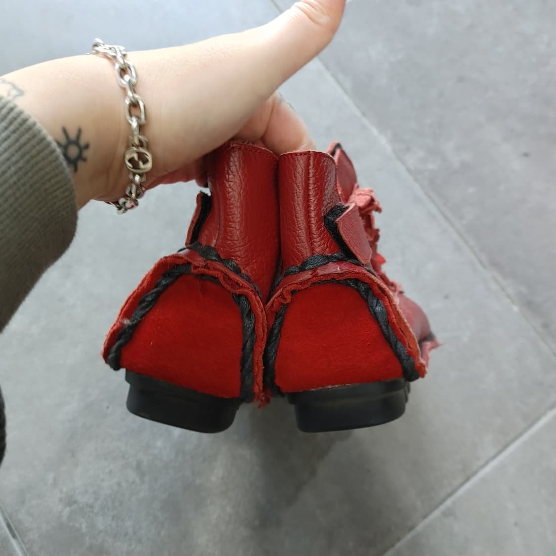 36 NARA 여성 레드 가죽 수공예 슈즈 신발 상품이미지4