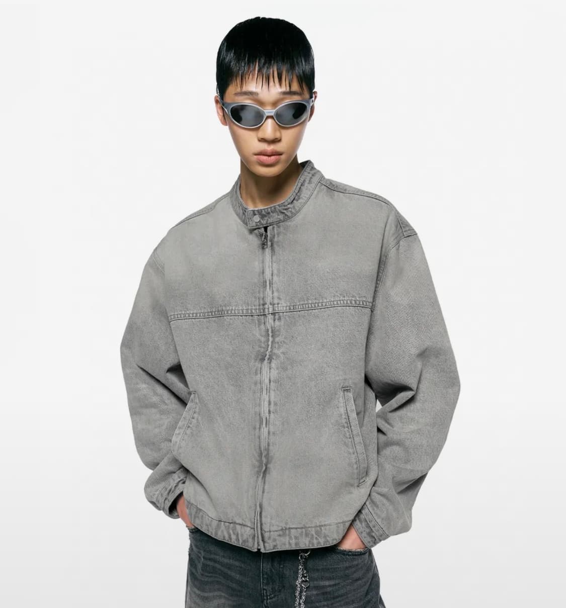 인사일런스 브러시드 데님 레이서 자켓 상품이미지1