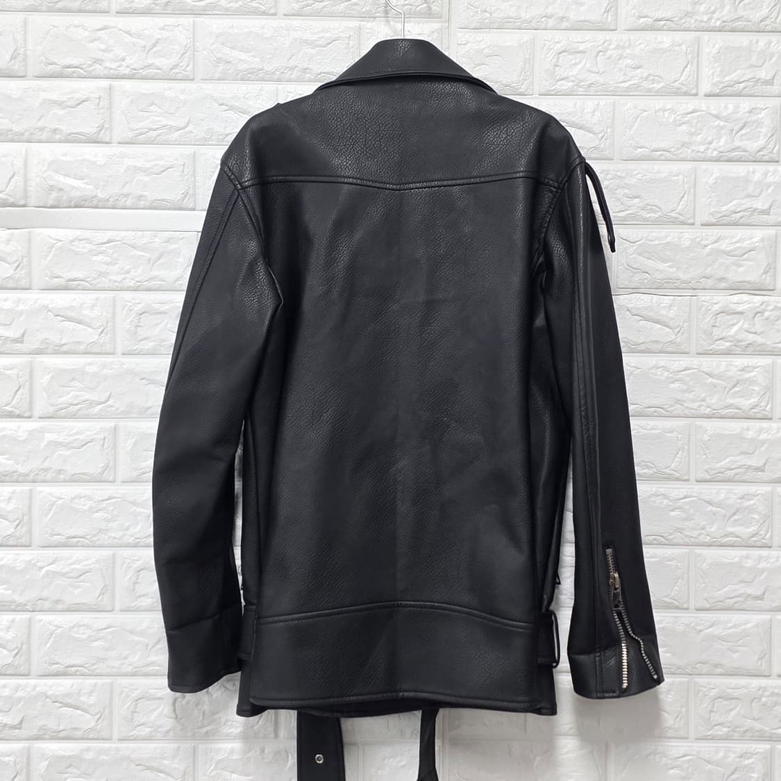 택포// 레이디볼륨 블랙 가죽 라이더 자켓 M 상품이미지4