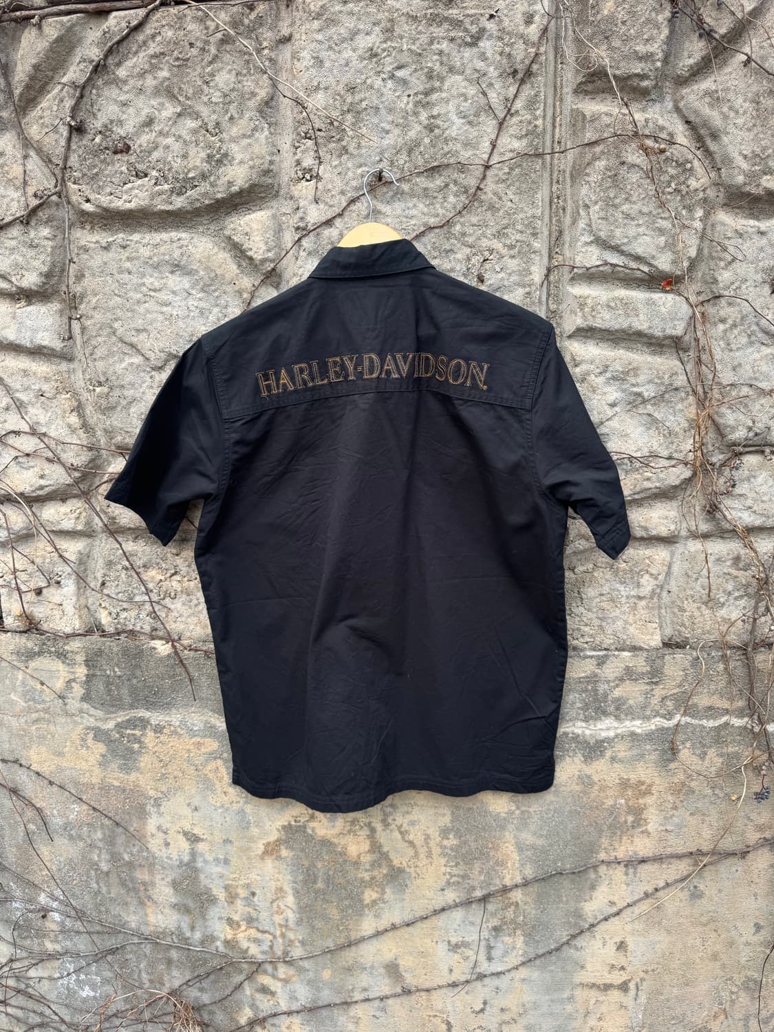 할리데이비슨 빈티지 110주년기념 자수 반팔 셔츠 블랙 L 상품이미지2