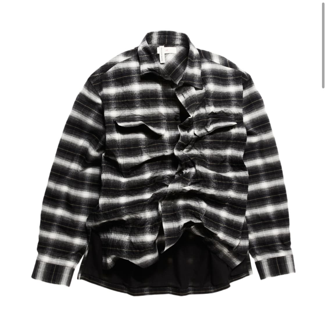 에이치앤엠 x 글렌 마틴스 포일드 플란넬 오버셔츠 블 랙 체크 L 상품이미지1