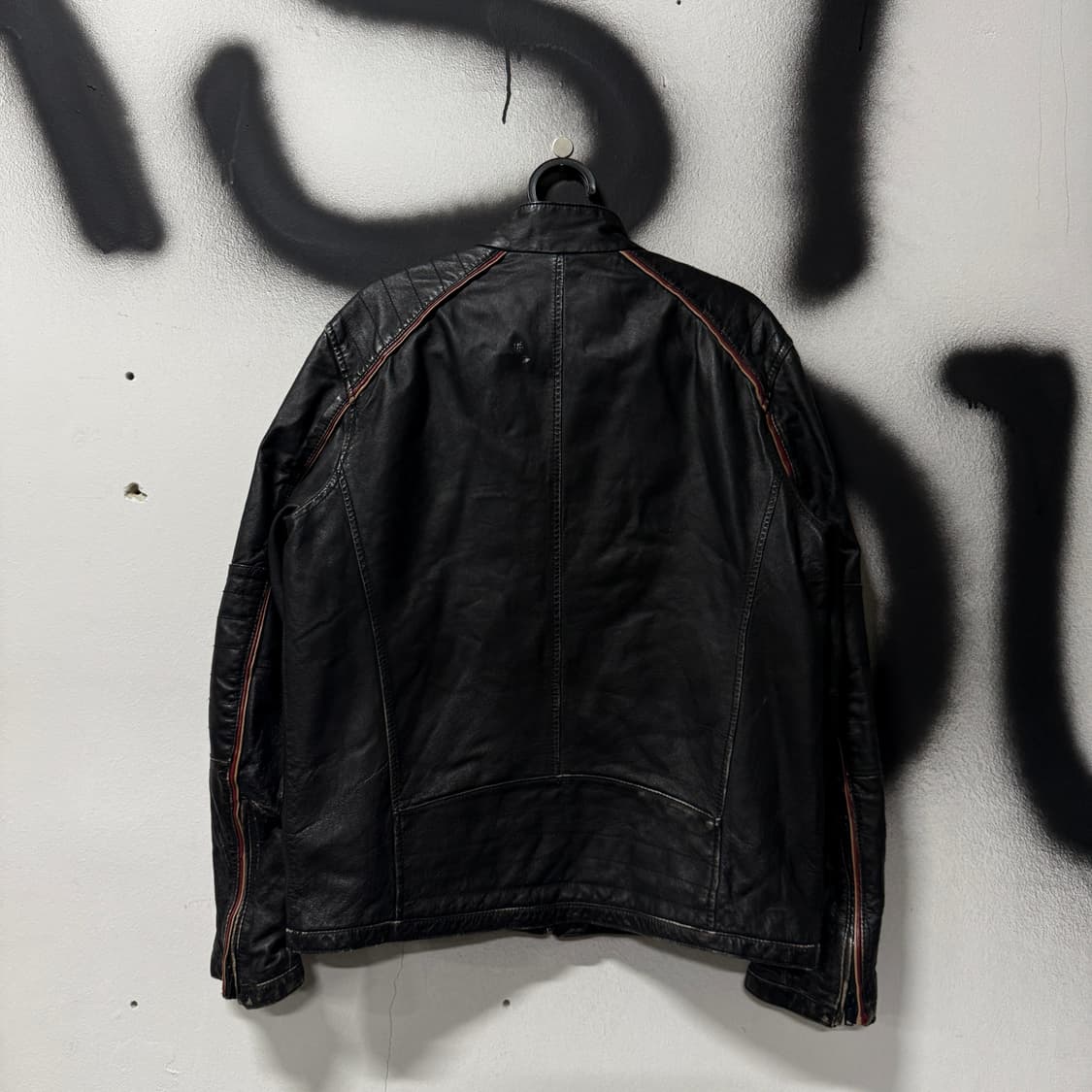 VTG 빈티지 100% 쉽스킨 양가죽 배색 퀼팅 싱글 바이커 자켓 상품이미지2