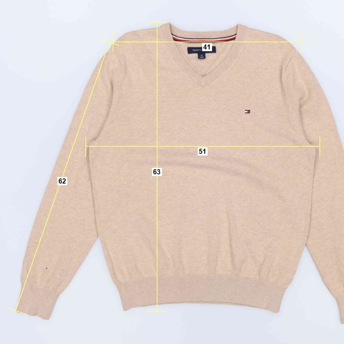 [S] 타미힐피거 브이넥 코튼 니트 아이보리 3906 상품이미지8