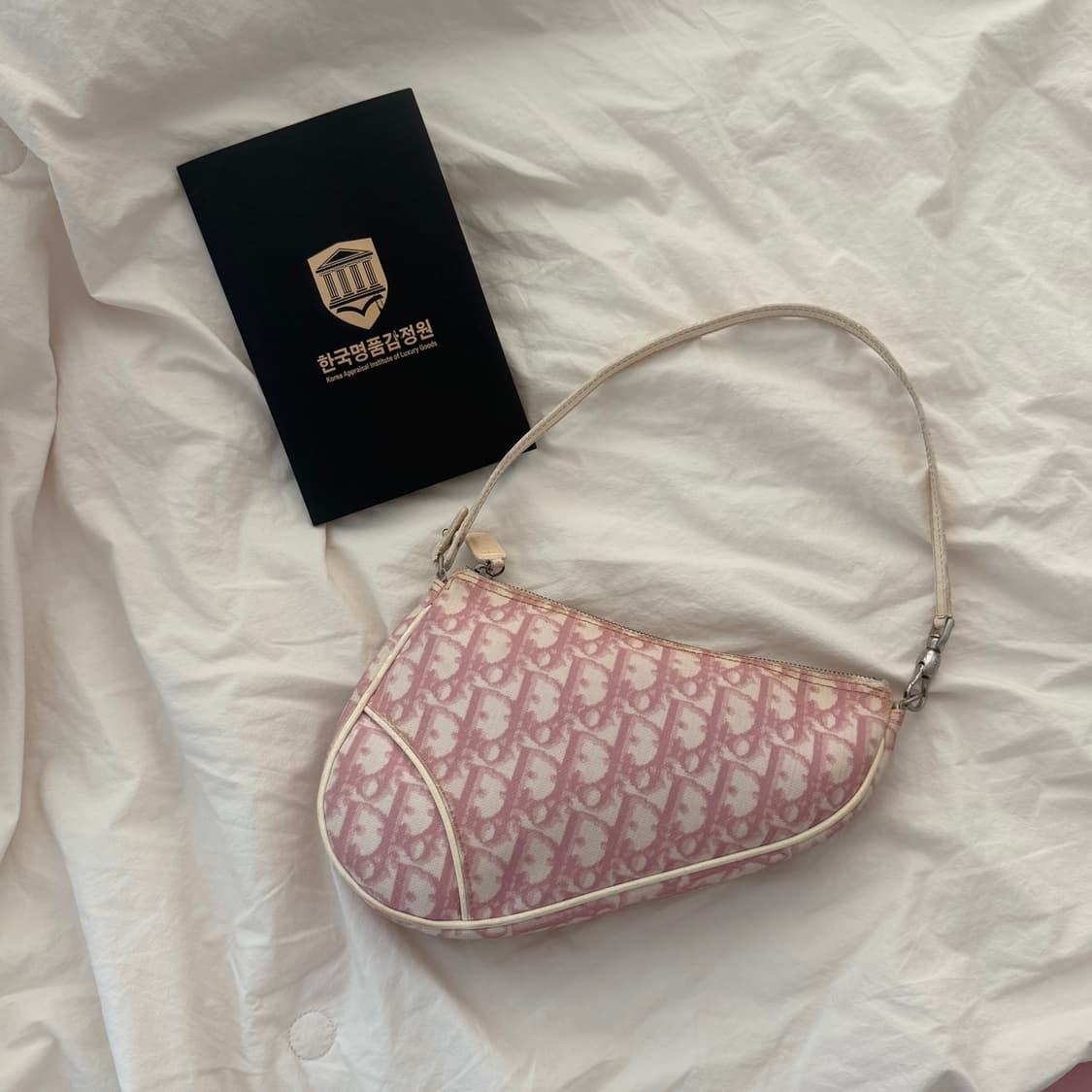 빈티지 디올 오블리크 pvc백 새들백 핑크 상품이미지1