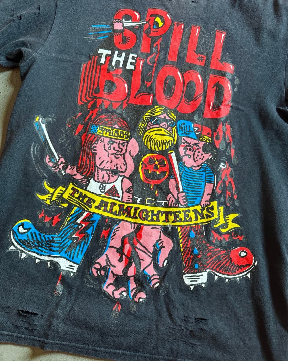 올드 스투시 'Spill The Blood' 선페이딩 그런지 티셔츠 상품이미지4
