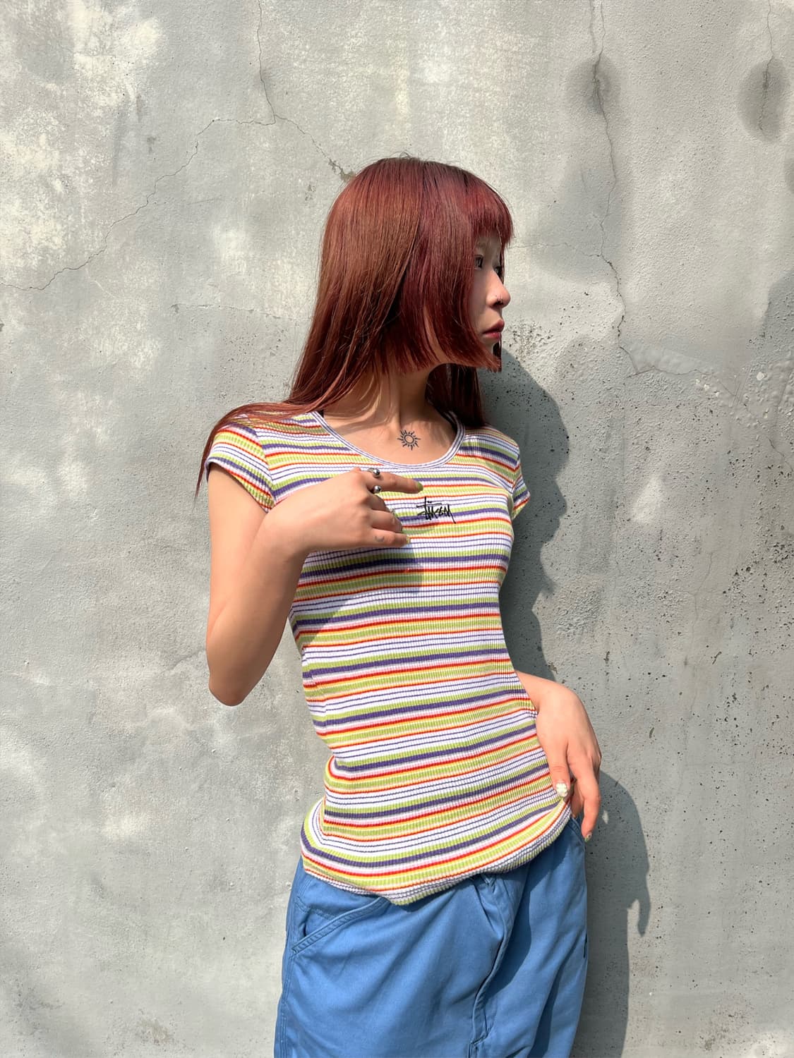 스투시 스트라이프 반팔탑 상품이미지3