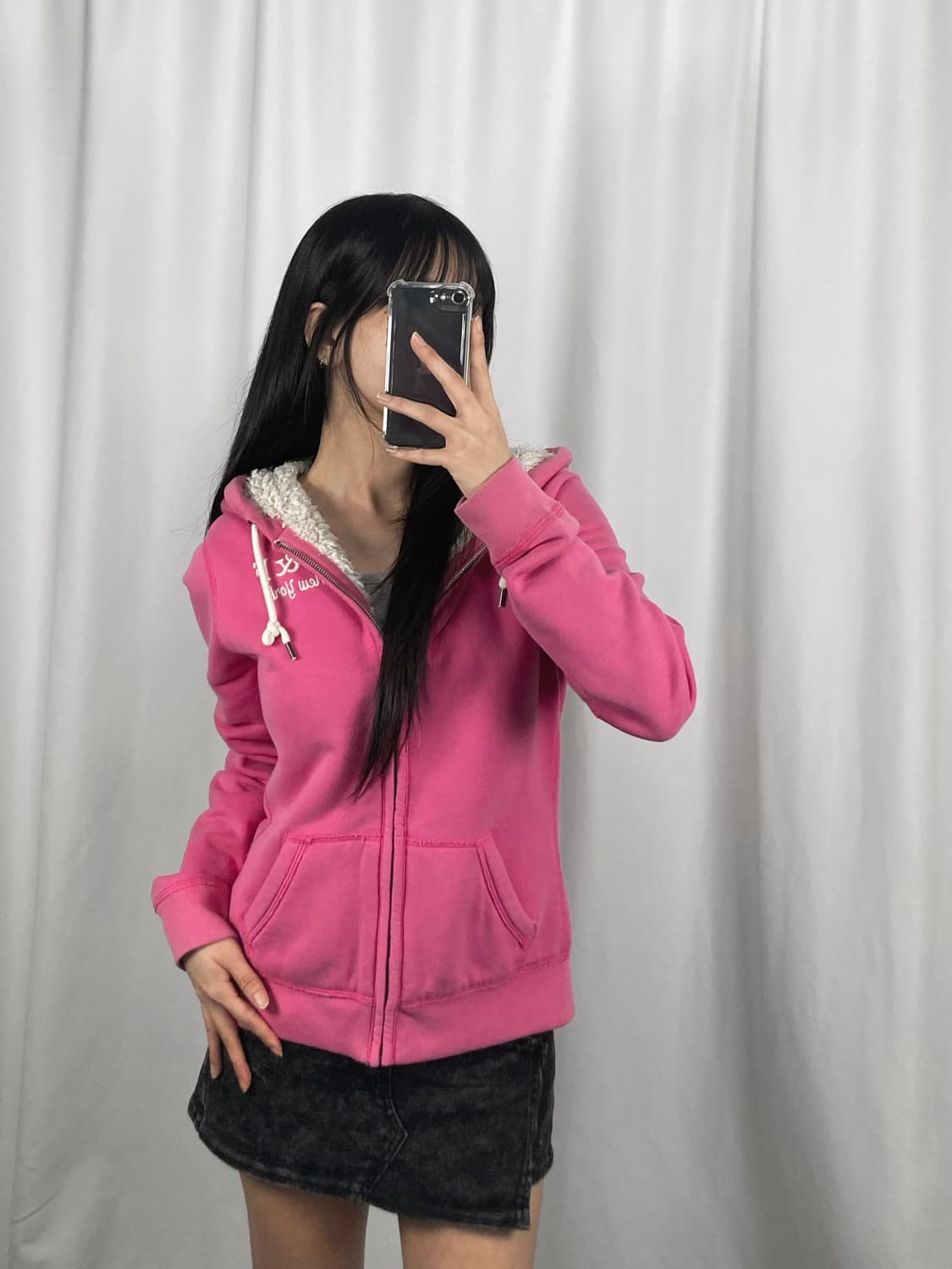 아베크롬비 핑크 양털 후드집업 상품이미지2