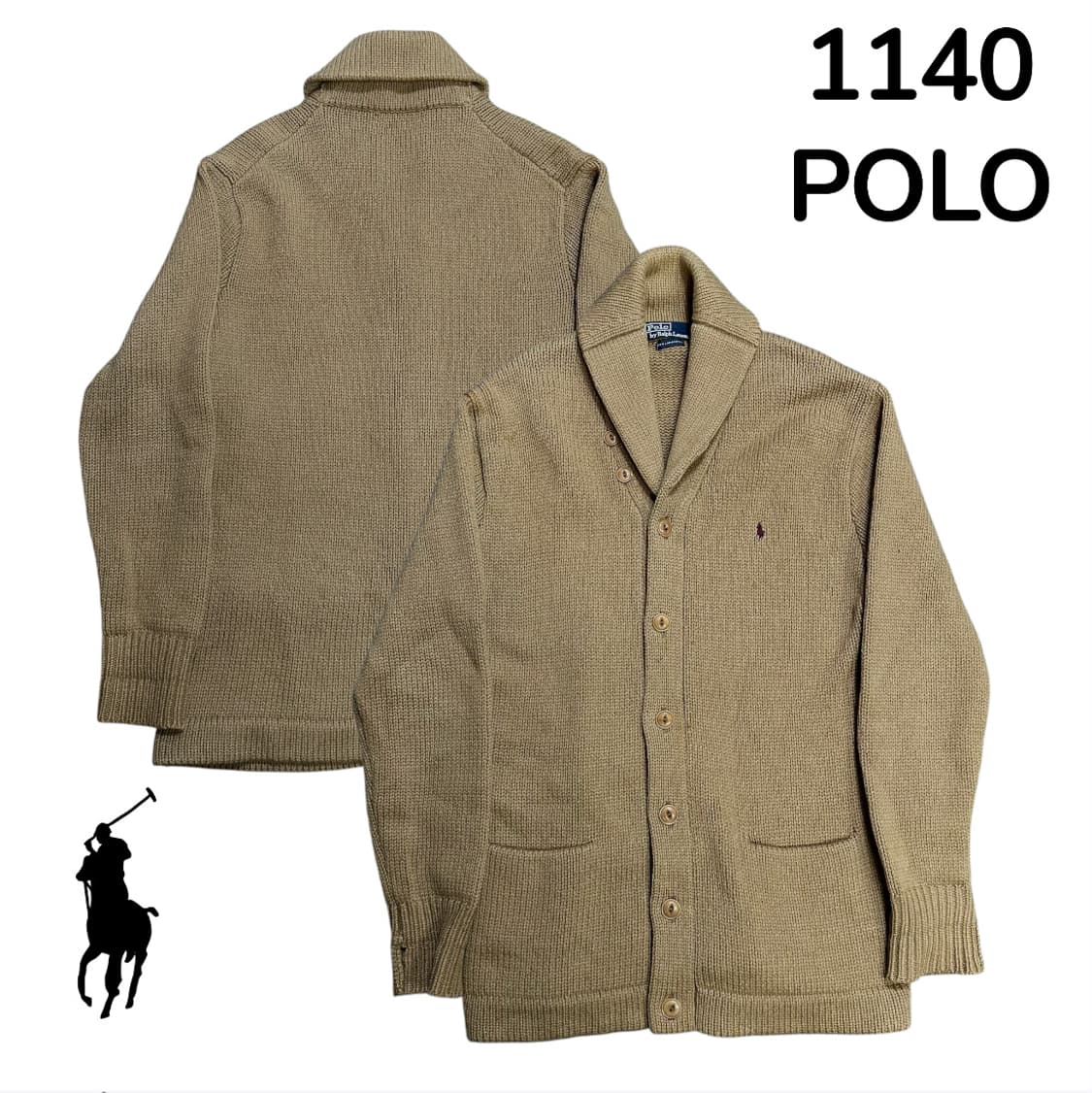 폴로 베이지 롱코트 니트 가디건 S 상품이미지1