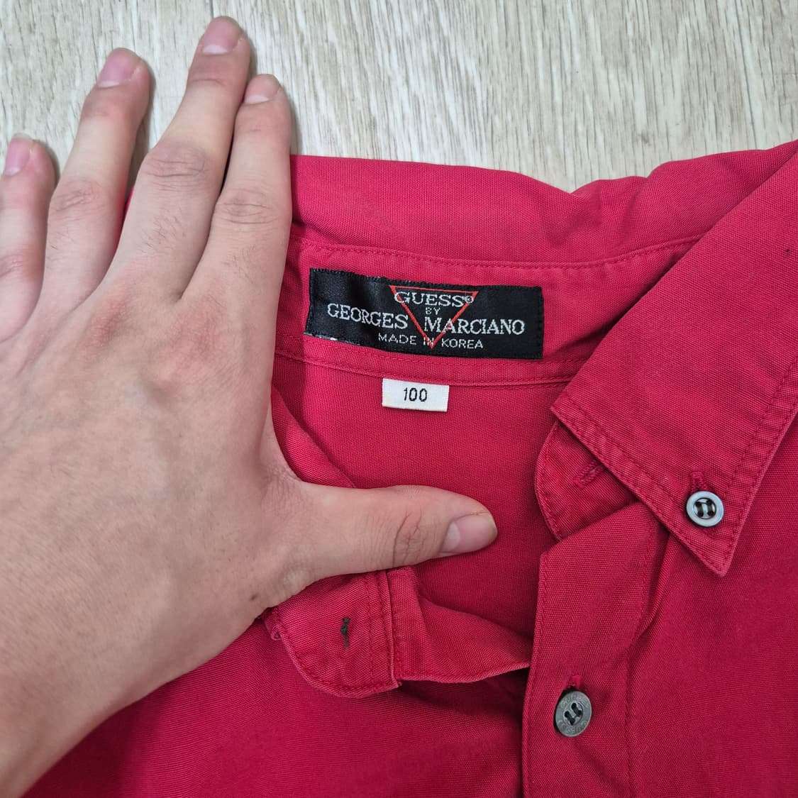 게스 BY 조르주 마르시아노 레드 긴팔 워크 셔츠 상품이미지5