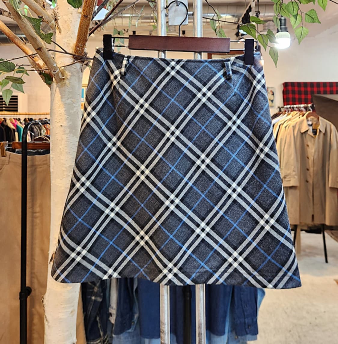 BURBERRY 버버리 런던 블루라벨 울 빈티지 체크 스커트 상품이미지1