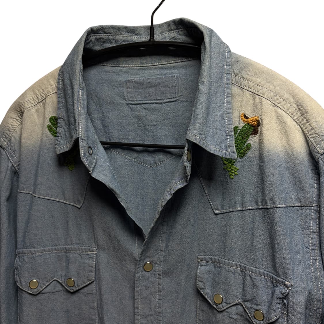 아메리칸 빈티지 데님 자수 셔츠 M 상품이미지2