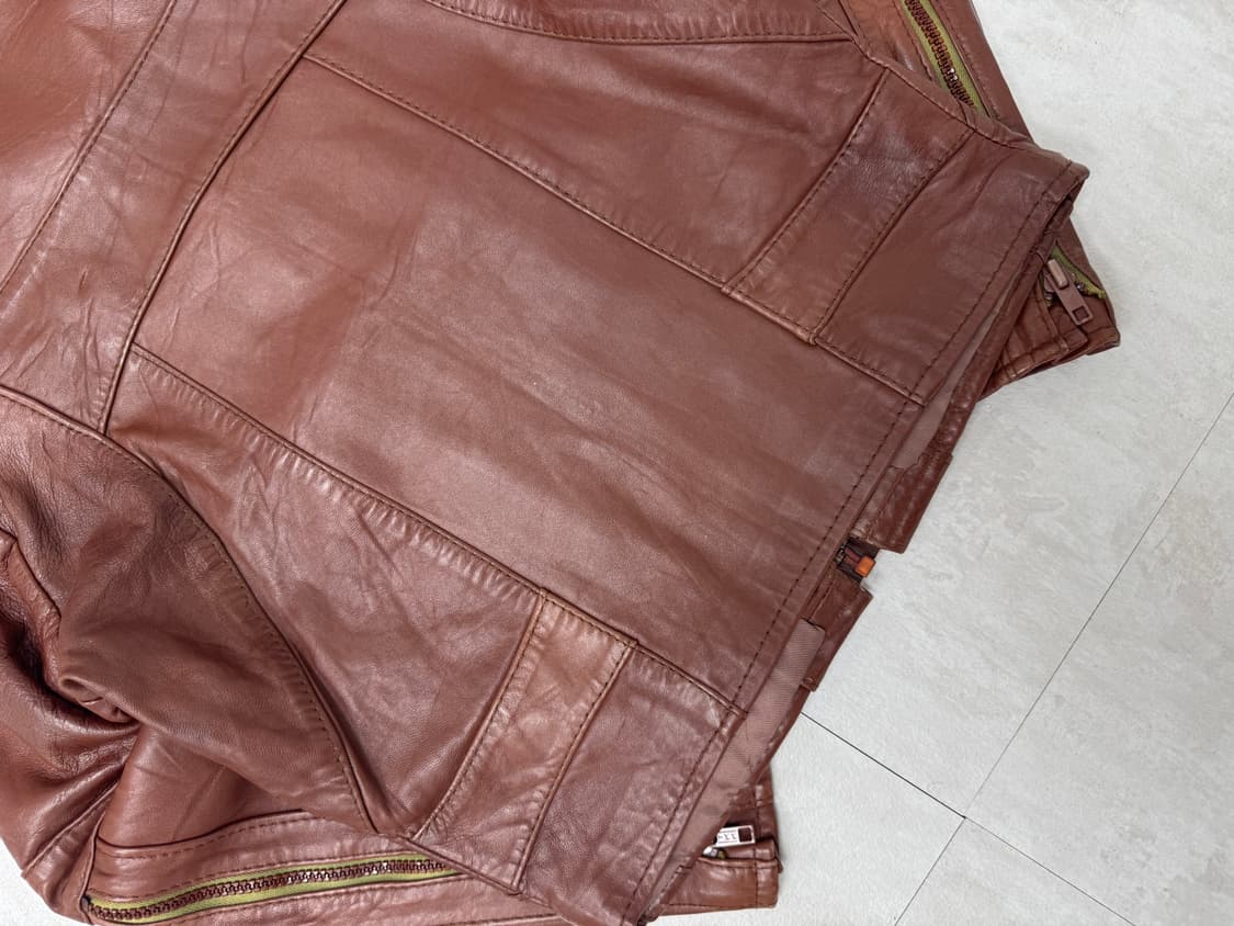 •Hongkong vintage 90s  리얼 레더 자켓 브라운 상품이미지7