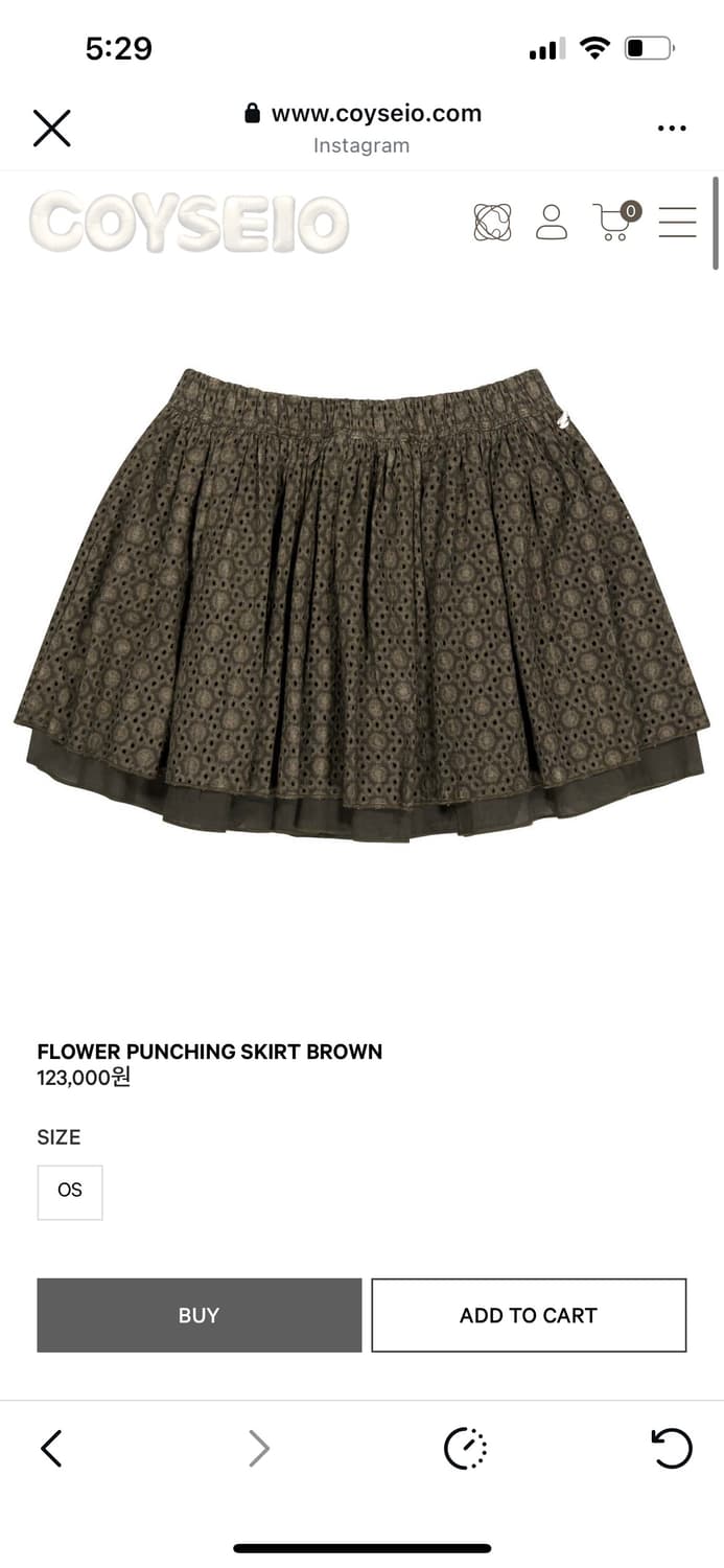 coyseio FLOWER PUNCHING SKIRT BROWN 상품이미지2