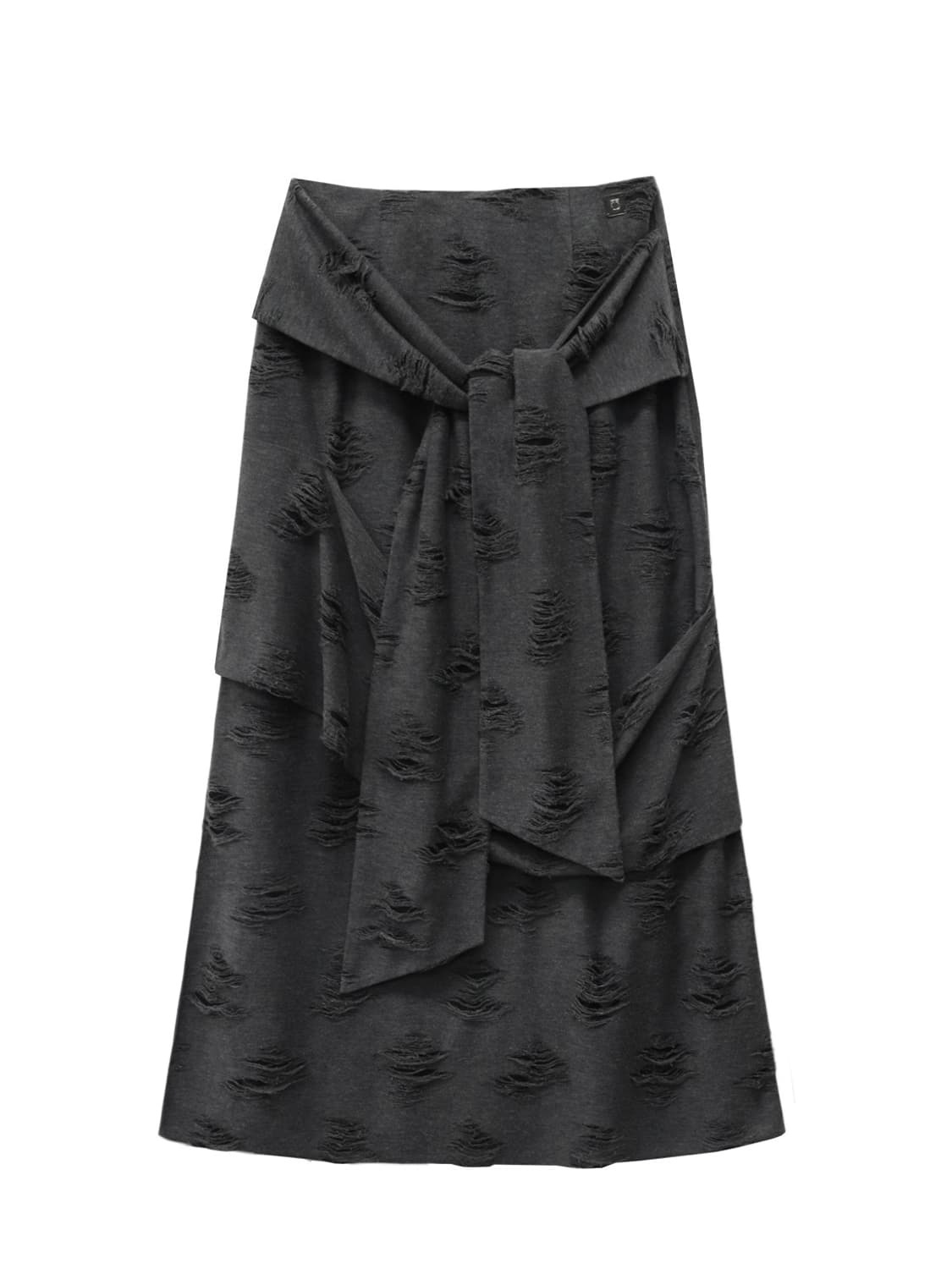 트리밍버드 스트랩 드레이프 데미지 스커트 차콜1 상품이미지1