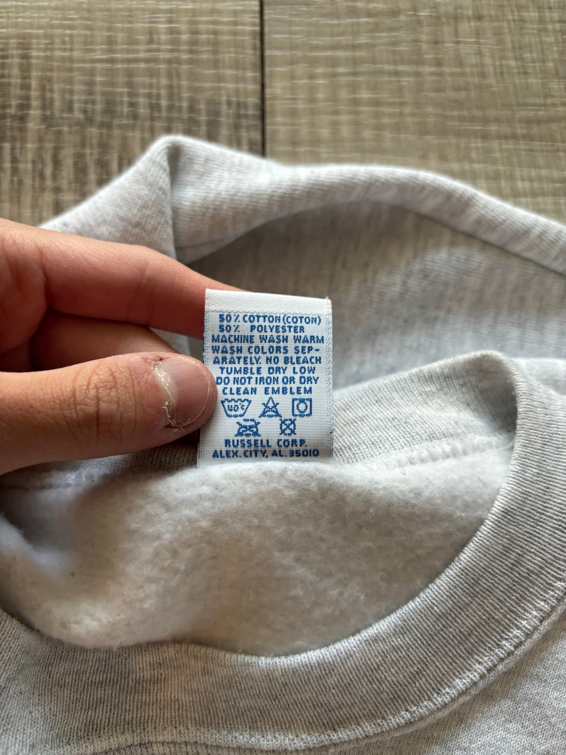 [M] 90s 러셀 맨투맨 스웻셔츠 블랭크 라이트 그레이 빈티지 상품이미지4