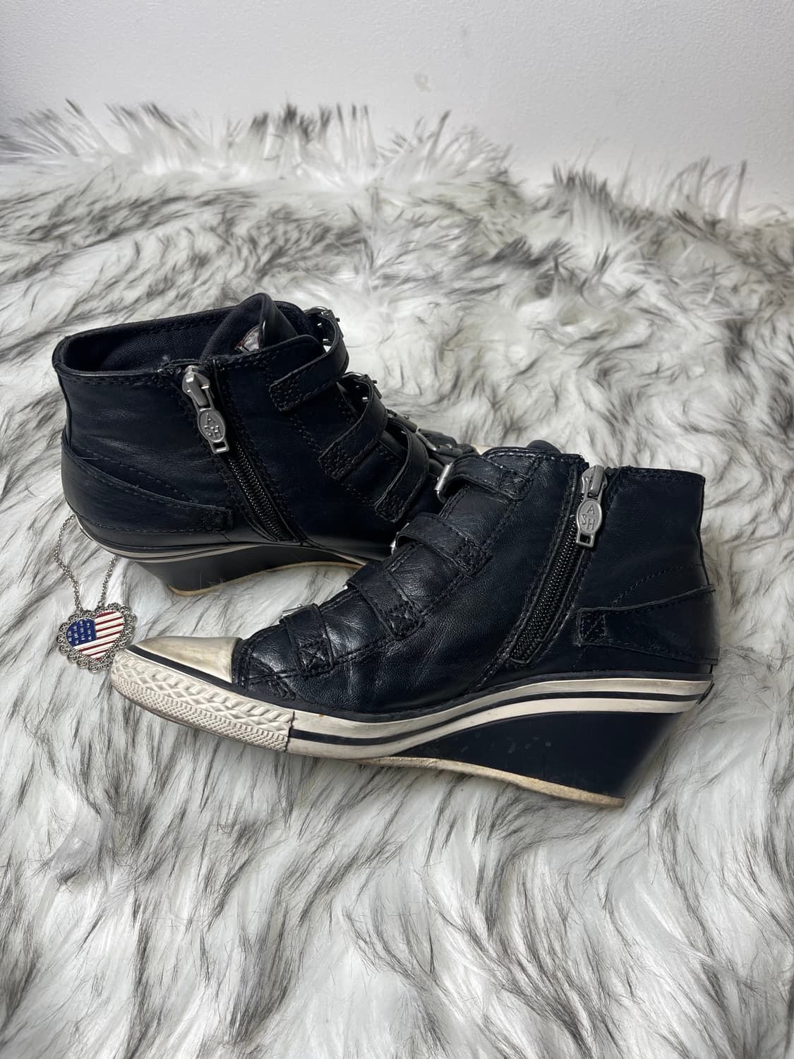 Ash 아쉬 웨지힐 스니커즈 가죽 블랙 상품이미지2