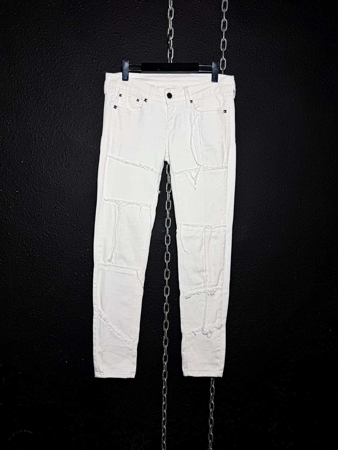 MNG Jeans – White Patchwork Skinny jeans 상품이미지1