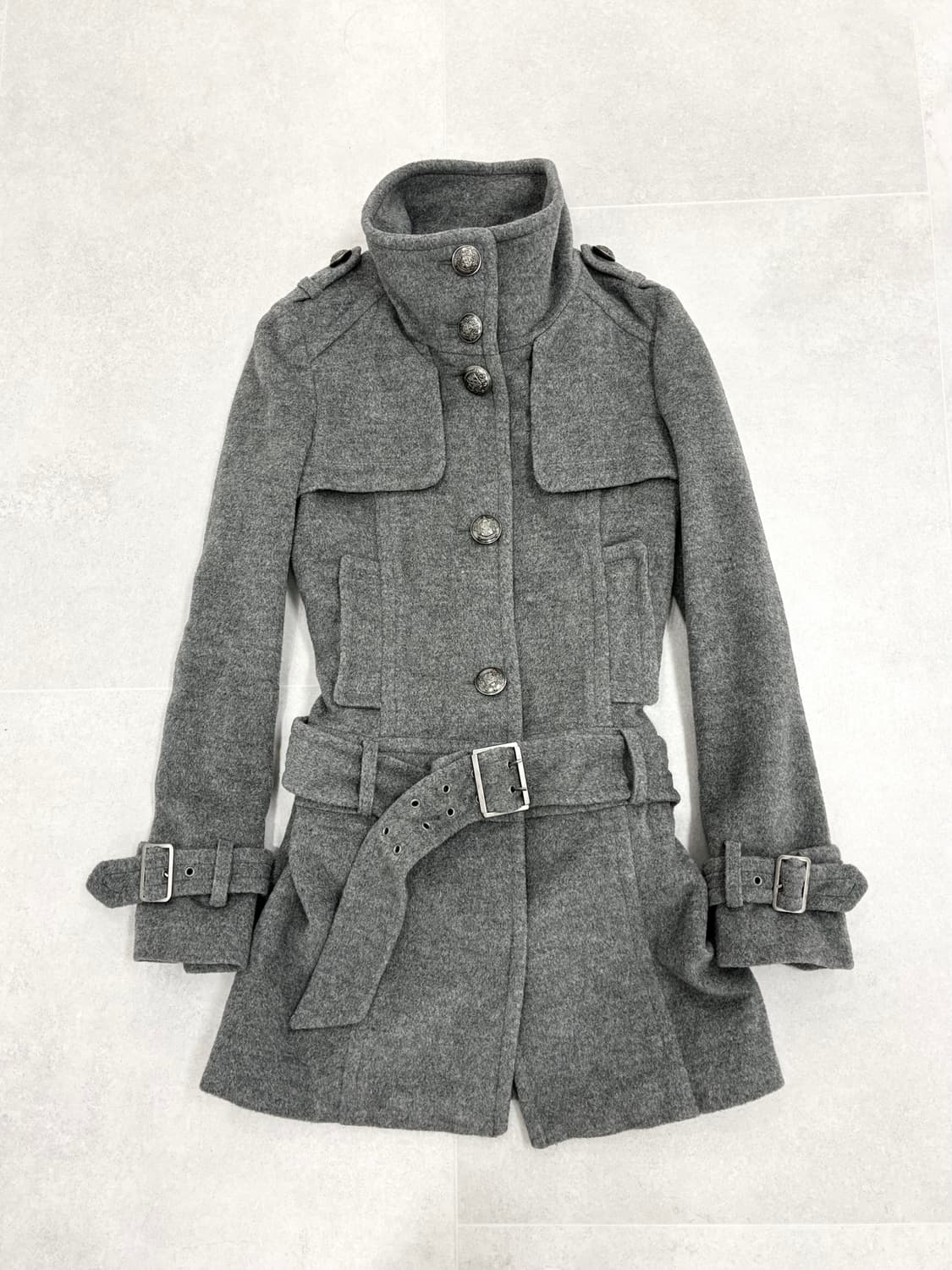 하이넥 버튼 코트 상품이미지4