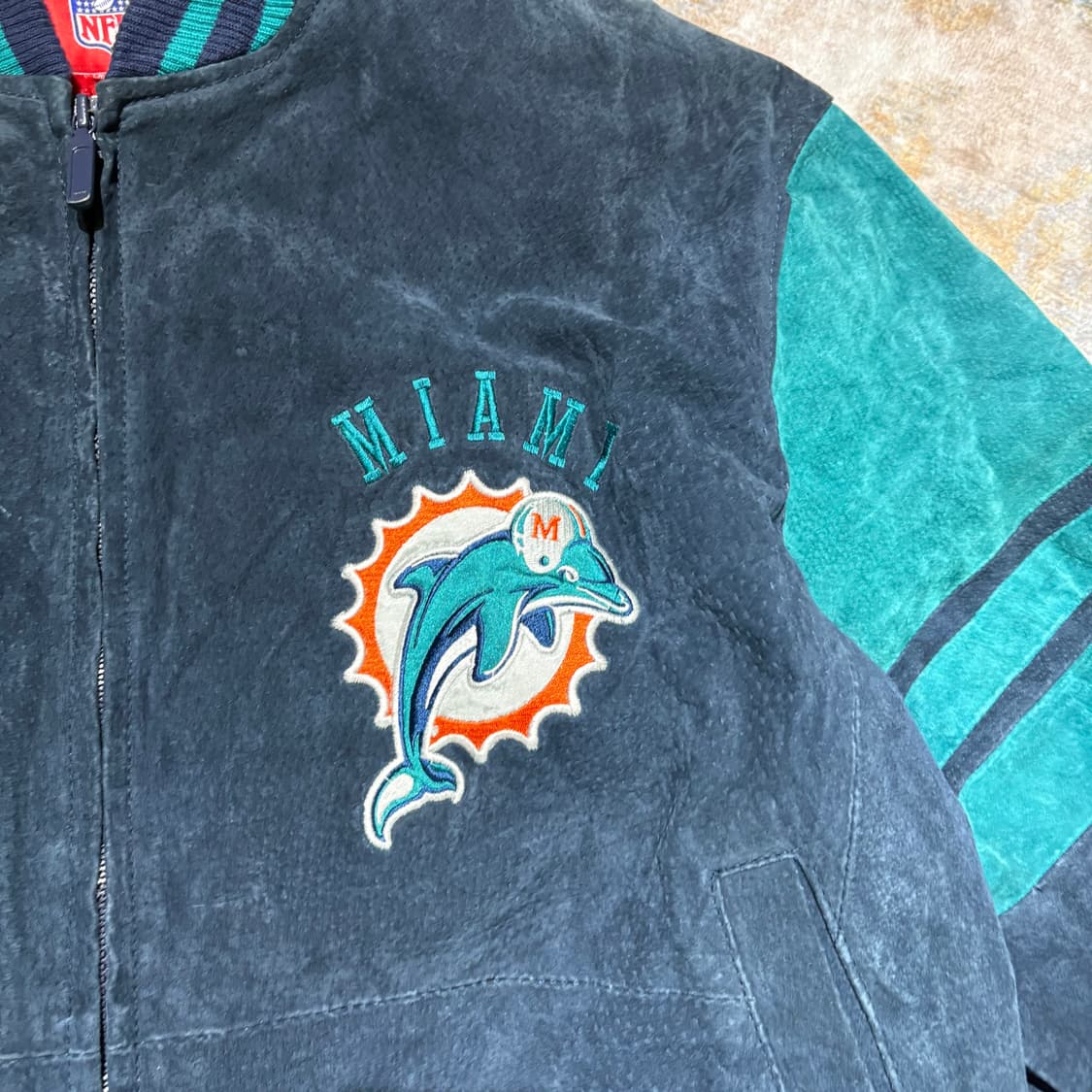 NFL 마이애미 돌핀스 바시티 가죽레더자켓 상품이미지4