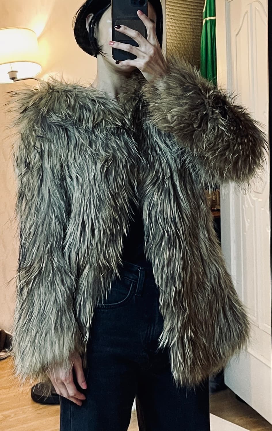 리얼 라쿤퍼 니팅 후드자켓 (S~M) 상품이미지8